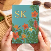 Tropical Island Floral Custom Initial Monogram Passport Holder
