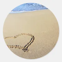 Heart in Sand Classic Round Sticker