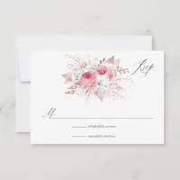 Pink and Rose Gold Floral and Lace RSVP Card