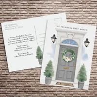 Gray Front Door Moving Announcement  Postcard
