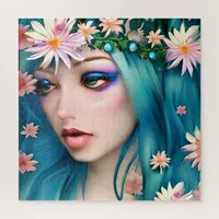 Ethereal Art | Beautiful Fairy with Blue Hair Jigsaw Puzzle