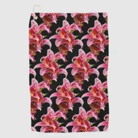Elegant Pink Oriental Lilies Golf Towel