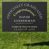 Congrats Graduate Name Year Gold White Black Sign