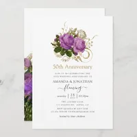 Purple and Gold Vintage 50th Wedding Anniversary Invitation