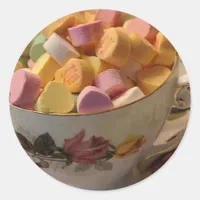 Valentine Candy in Teacup Classic Round Sticker