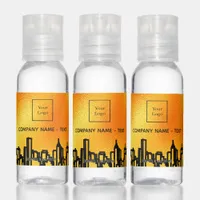 Logo gold city skyline company business black hand sanitizer