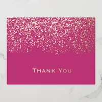 Magenta Rose Gold Foil Wedding Thank You  Foil Holiday Postcard