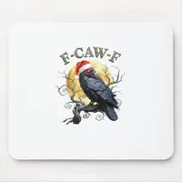 Funny Crow F-Caw-F Bird Gothic Christmas Santa Hat Mouse Pad