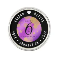 Elegant 6th Amethyst Wedding Anniversary Lapel Pin