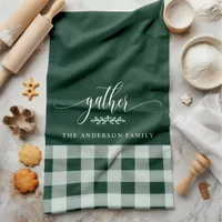 Gather Fall Green & White Buffalo Check Kitchen Towel