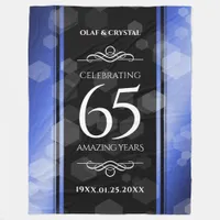 Elegant 65th Blue Sapphire Wedding Anniversary Fleece Blanket
