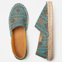 Southwest Mountain Peaks Turquoise Pattern Espadrilles