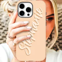 Modern Peach Minimal Script Name iPhone 16 Pro Max Case