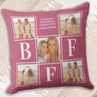 Modern BFF Best Friends Forever 5 Photo Collage Throw Pillow