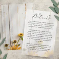 Rustic White Barn Wood Sunflower Wedding Details Enclosure Card