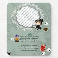 Photo Frame with Witch, Monsters, Ghost, Cat Mouse Pad