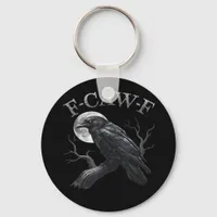 Crow F-Caw-F Funny Bird Moon Retro Classic Keychain
