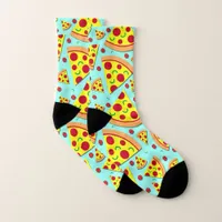 Trendy Emoji Pepperoni Pizza Slices Food Pattern Socks