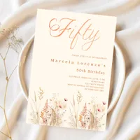 Wildflowers 50th birthday invitation