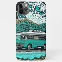 Vintage Teal RV Camper in the Mountains iPhone 11 Pro Max Case