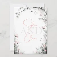 Whimsical Delicate Blush Floral Branch  Invitation