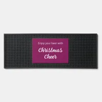 Festive Magenta Christmas Cheer Enjoy Your Beer Bar Mat