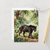 Beautiful Black Panther in the Forest Postcard