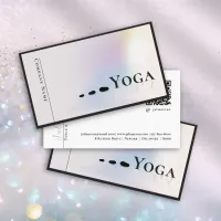 Modern Clean Yoga Instructor Holographic Silver Business Card