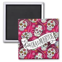 Sugar Skulls and Swirls Rose Red ID725 Magnet