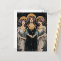 Three Gorgeous Vintage Goddess Women Postcard