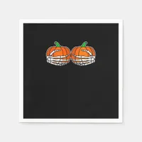Skeleton Hand On Chest Pumpkin Halloween Women Napkins