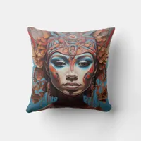 Vibrant Tribal Fusion Art Throw Pillow