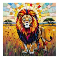 Vibrant Colorful Lion Mosaic   Acrylic Print