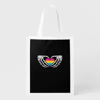 Pan Pride Skeleton Halloween Pan Goth Heart Grocery Bag