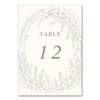 Sage Coquette Woodland Garden Floral Wedding Table Number