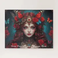 Gothic red butterfly girl jigsaw puzzle