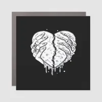 Gothic Skeleton Heart Hands Retro Aesthetic Car Magnet