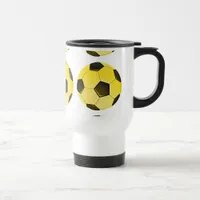 Yellow American Soccer Ball or Football Travel Mug