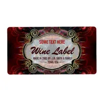 Medieval Fractals Gold Black & Red Wine Labels