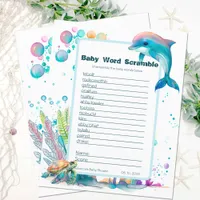 Cute Underwater Baby Shower Word Scramble Game