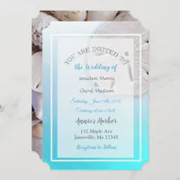 Aqua Blue Sand Dollar Themed Wedding Invitations