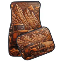 Powerful Truck Art with Mountain View Car Floor Mat