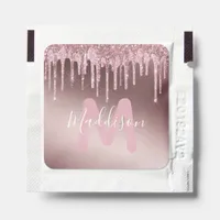 Rose Gold Glam Glitter Dripping Monogram Hand Sanitizer Packet