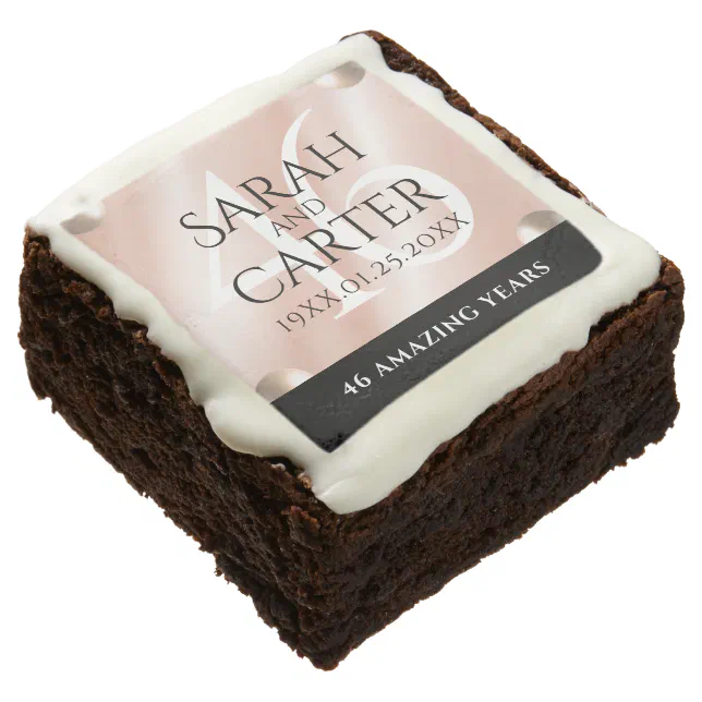 Elegant 46th Pearl Wedding Anniversary Celebration Brownie