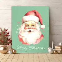 Green Vintage Retro Santa Claus Merry Christmas Acrylic Photo Tile