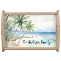 Beach palm trees tropical serving tray