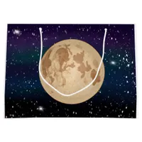 Full Moon on Starry Night Hand Drawn    Large Gift Bag
