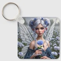 Beautiful September Fairy in Asters Keychain