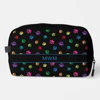 Fun Colorful Paw Prints Personalized Black Dopp Kit