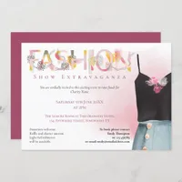 Fashion Show Event Arty Typography Raspberry Pink Invitation